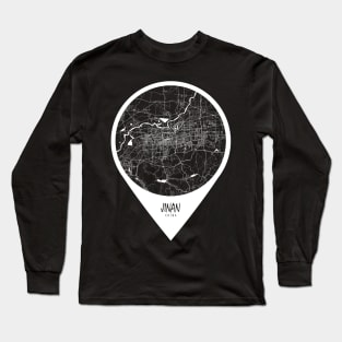 Jinan, China City Map - Travel Pin Long Sleeve T-Shirt